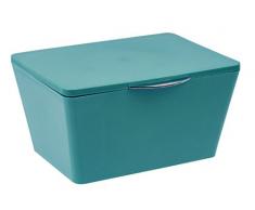 Wenko 22601100Â Caja con Tapa BrasilÂ âÂ Cesta, baÃ±o Cesta con Tapa, plÃ¡stico termoplÃ¡stico (TPE), Color Azul petrÃ³leo, 15, 5Â x 19Â x 10Â cm