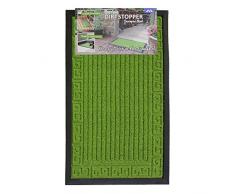 Felpudo de entrada, de la marca JVL, grueso, para evitar la entrada del polvo, con base de goma, verde, negro, 45_x_75_cm