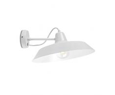 Bulb Attack Cinco Basic W_1 Aplique de Pared de 1 Luz con Pantalla de Aluminio, Soporte y Brazo de Acero, Cable Textil y Portalámparas E27, Estilo Industrial, Diseño Minimalista Blanco