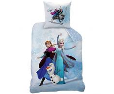 CTI 043662 Juego de ropa de cama para habitación infantil (algodón, funda nórdica de 140 x 200 cm y funda de almohada de 63 x 63 cm), diseño de Frozen, color azul