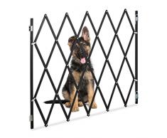 Relaxdays Barrera Seguridad Niños y Perros Bambú XL, Valla Escaleras Plegable, hasta 130,5cm, Puerta Mascotas, Negro