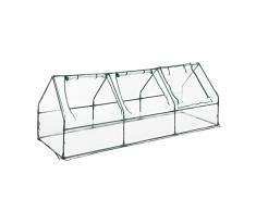 Relaxdays Invernadero Horizontal, Cubierta Huerto Urbano PVC, 95 x 270 x 90 cm, 3 Puertas, Acero, Transparente y Verde, 60% plÃ¡stico 40%