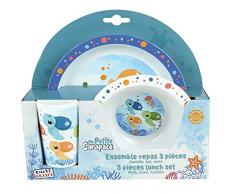 FUN HOUSE MA PEQUEÃA CARAPACE CONJUNTO COMIDA CON UN PLATO PLANO Ã 22 CM, UN ASIENTO Hueco Ã 16 CM Y UN VIDRIO DE 220 ML PARA NIÃOS