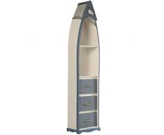 DRW EstanterÃa de Madera con Forma de Barca con 3 cajones y Dos baldas en Blanco y Azul 25,5x17,5x122cm