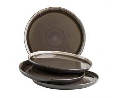 MÃ¤ser Serie Niara - Juego de platos de postre modernos para 4 personas con aspecto vintage emocionante, platos pequeÃ±os de cerÃ¡mica, gres, gris y negro