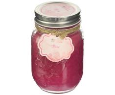 Velas de Aurora Anna perfumada con jarrón de cristal y tapa, cera, rosa, 8 x 8 x 13,5 cm