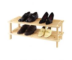 axentia 100% natural madera 2 niveles zapatero – resistente hogar esencial, pequeño zapatero hasta 6 pares de madera, marrón, 74 x 26 x 29 cm