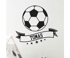 Ambiance Sticker Pegatina con Nombre Personalizado, diseÃ±o de balÃ³n de fÃºtbol, decoraciÃ³n de Pared para habitaciÃ³n Infantil, 2 lÃ¡minas de 50 x 55 cm y 60 x 25 cm, Color Negro