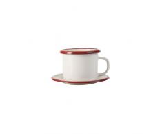 Ibili esmaltado Acero Taza con Plato, Blanco/Rojo, 2 Piezas