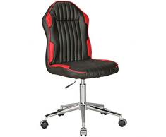 Amstyle Silla Julian – Escritorio Infantil, para niños a Partir de 6 con Respaldo, Color Negro/Rojo