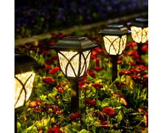 GIGALUMI Luces solares para caminos al aire libre, paquete de 6 luces solares LED de jardÃn, luces solares decorativas para exteriores, para patio, paisaje, pasarela (blanco cálido)