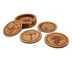 Vin Bouquet FIA 315 - Set de Posavasos de Corcho, Antideslizante, Resistente al Calor, Ideal para Hogar, Restaurante, Facil Limpieza