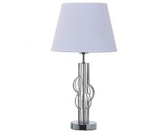 DRW Lampara de sobremesa de Metal con Pantalla en Plateado 30x57cm