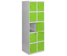 SimonRack SIMONLOCKER Prof. Mon. 5 Doors 2/10 300 (600) GR/VE Taquilla Metalica, Gris/Verde, Grande