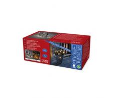 Konstsmide 2373Â âÂ 800, cadena de luces LED, redondas incluida, transparente/para exterior (IP44)/10Â bombillas transparentes, 20Â diodos de color Ã¡mbar/temporizador/Cable Negro, funciona con pilas: 4Â x AA 1,5Â V (No Incluidas.)