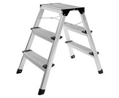 Ribelli - Escalera de Aluminio Plegable con Seguridad y 3 peldaÃ±os de hasta 150 kg, con Certificado TÃV Rheinland 44 x 61 x 60,5 cm (500482)