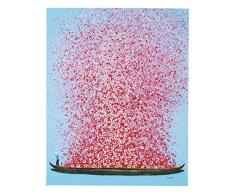 Kare Bild Touched 100x80cm Cuadro Retocado al Óleo, Flower Boat, Azul, 100 x 3.5 x 80 cm