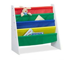 Relaxdays, Multi-Color LibrerÃa Infantil, Mueble de almacenaje de Juguetes, MDF+Poliéster, 60 x 61,5 x 28,5 cm