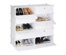 Relaxdays Zapatero Modular con 10 Compartimentos, Blanco, 36.5x94x90 cm