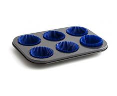Quid Bandeja Horno + 6 Cupcakes Sweet Grey, Acero, Gris y Azul, 3.04 cm
