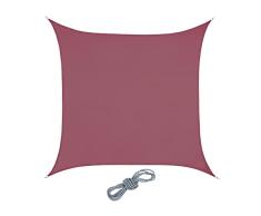 Relaxdays Toldo Vela, 2 x 2 m, Repelente al Agua, Cóncavo, Poliéster, Incluye Cuerdas Tensoras, Cuadrado, Rojo Vino