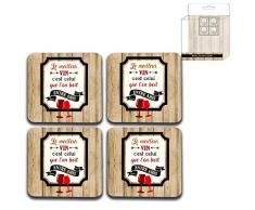 Vino de Francia Lotto 12 - Juego de 4 Posavasos (10 x 10 cm)