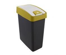 keeeper magnético Papelera con tapa Flip, 25 L, plástico, Capri Amarillo, 39,5 x 47,5 x 24 cm