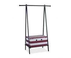 Relaxdays - Estantería con Caja de Almacenamiento, Metal y poliéster, 150 x 108 x 50 cm, para Ropa y Zapatos, Ideal para el Pasillo, Dormitorio, Sala de Estar, Color Negro