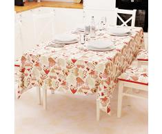 PETTI Artigiani Italiani - Mantel, Mantel de Mesa, Mantel de Cocina de algodÃ³n con diseÃ±o de Corazones Rojos para 12 plazas (140 x 240 cm) 100% Fabricado en Italia.