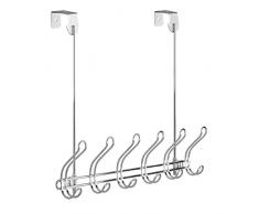 InterDesign Perchero para Montar sobre Pared, provisto de 6 Ganchos Dobles, Acero Inoxidable, Plateado, 50,17x9,53x15,24 cm