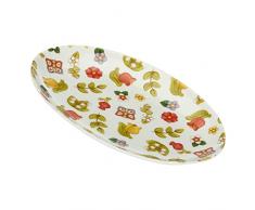THUN, Plato Ovalado de Porcelana Decorado a Mano con Motivos Florales, versión Media, lÃnea Happy Country, 31 cm