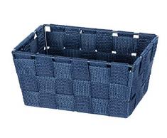 Wenko 23783100 Adria Mini - Cesto de almacenaje para baño (Rectangular, Tejido de plástico, 19 x 9 x 14 cm), Color Azul Oscuro