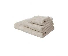 JUEGO DE 3 TOALLAS DE BAÃO: de cortesÃ­a 30X50 , de lavabo 50X90 , y de ducha 70X140CM 450 gr/m2 100% algodÃ³n Beige