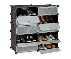 Relaxdays Zapatero Modular con 10 Compartimentos, Negro, 36.5x94x90 cm