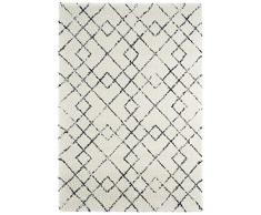 Mint Rugs Alfombra de Pelo Largo Archer Suave, mullida, con patrÃ³n geomÃ©trico (80 x 150 cm, 100% Polipropileno, Apta para Suelo Radiante, Robusta), Color Crema y Negro
