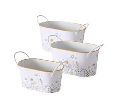 Boltze Kamilla 2033125 - Macetero (3 Piezas, cerÃ¡mica, macetero con Estampado Floral, decoraciÃ³n Primavera/Verano)