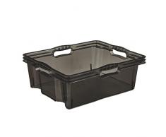 keeeper Multi-Box L Caja de almacenamiento con asas integradas, 16 L, 43 x 35 x 15 cm, Franz, Gris Crystal