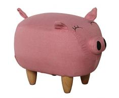 DRW Puf Infantil Cerdo de Tela poliéster con Patas de Madera Pino 41 x 29 x 29 cm