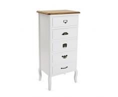 Versa 21080035 Comoda 5 cajones Asis, 104,5x35x48cm, Blanco y Madera, Cajonera