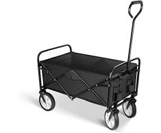 YSSOA Carrito de jardÃ­n Plegable Pro, Carro Plegable con Ruedas giratorias de 360 Grados y Mango Ajustable, Negro, Capacidad de Peso de 220 Libras