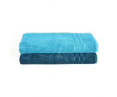 Komfortec Juego de 2 Toallas de Sauna, 80 x 200 cm, 100% algodÃ³n, XXL, Toalla de Sauna, Toalla de Sauna, Suave y Grande, Secado rÃ¡pido, Color petrÃ³leo y Turquesa