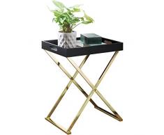 Wohnling mesa auxiliar Nina de TV Tray plegable 46 x 61 x 32 cm negro/oro, Salón Mesa de diseño con bandeja para servir | â Mesa de café Modern | Bandeja Mesa Mesa | estante de madera con estructura de metal