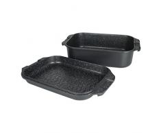Commichef Plato Para Asar Con Tapa De Sartén De Doble Uso, Fuente Para Horno, Aluminio Fundido, Apto Para el Horno y Todos Tipos de Placas de Cocción, 34 x 24 cm, XRST-3424BK