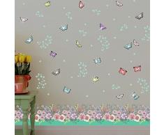 Wallflexi Pegatinas de Pared con Cristales de Swarovski y Flores de VeranoÂ âÂ Murales Adhesivos DecoraciÃ³n del hogar Sala de Estar Nursery Restaurante Cafe Oficina decoraciÃ³n
