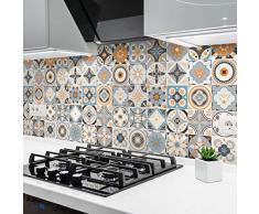 Ambiance-sticker Pegatinas de Azulejos Adhesivas â Pegatina de Azulejos de Cemento â DecoraciÃ³n de Pared para baÃ±o y Cocina â Azulejos de Cemento Adhesivo para Pared â 10 x 10 cm â 24 Unidades