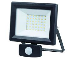 GEFOM 400292 - Proyector LED de pared (30 W, con detector de movimiento), color negro
