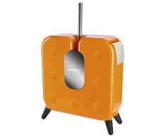 Spirella 37x14x52,5 cm, Naranja colección Cube, Dispensador de Papel higiénico con escobilla, ABS