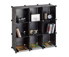 Relaxdays Estantería Modular con 9 Compartimentos, Negro, 32x95.5x95.5 cm