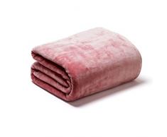 Sancarlos OSLO - Manta Lisa de Terciopelo Suave, Color Rosa, Cama de 135 cm, 220x240 cm