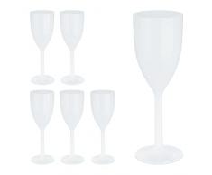 Relaxdays Copas Vino PlÃ¡stico, Set de 6, Irrompibles y Libres de BPA, 220 ml, Reutilizables, Vasos Camping, Blanco